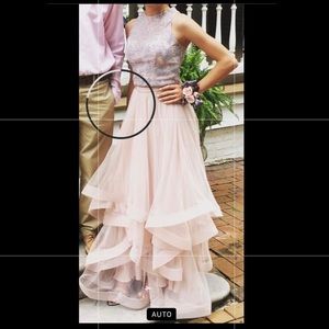 Light pink two piece prom dress